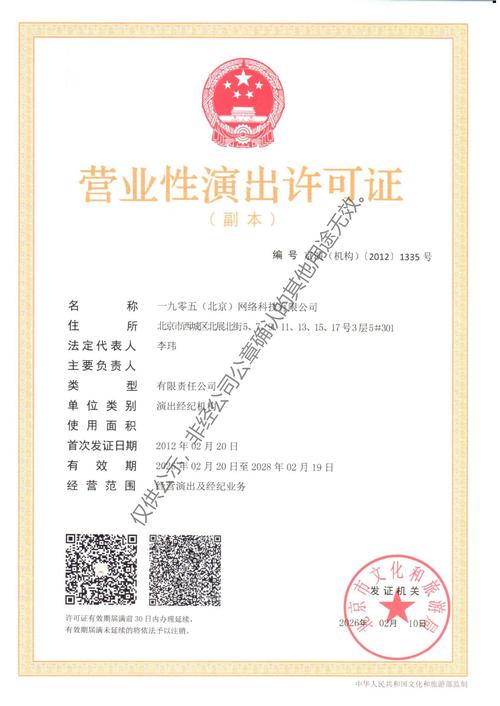 营业性演出许可证